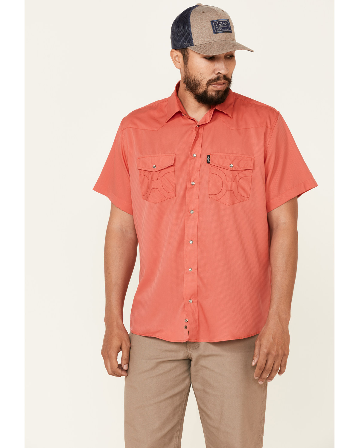 Hooey Men's Solid Habitat Sol Short Sleeve Pearl Snap Western Shirt