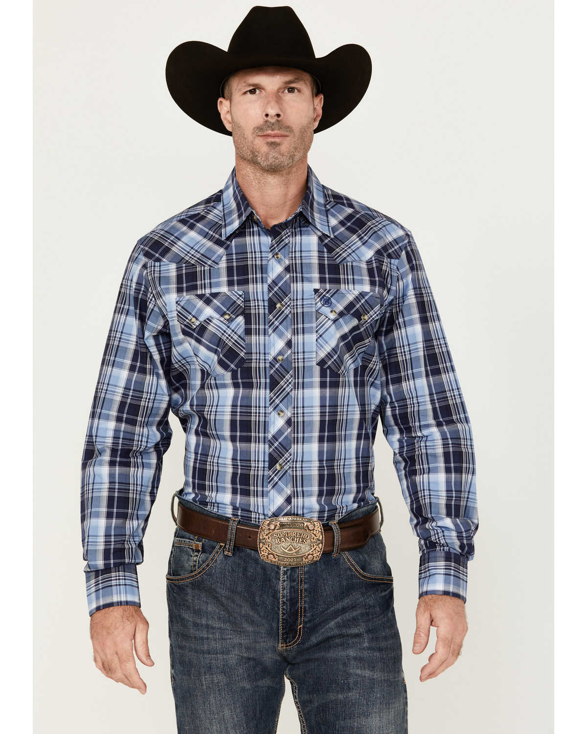 Wrangler Retro Men's Plaid Print Long Sleeve Snap Western Shirt