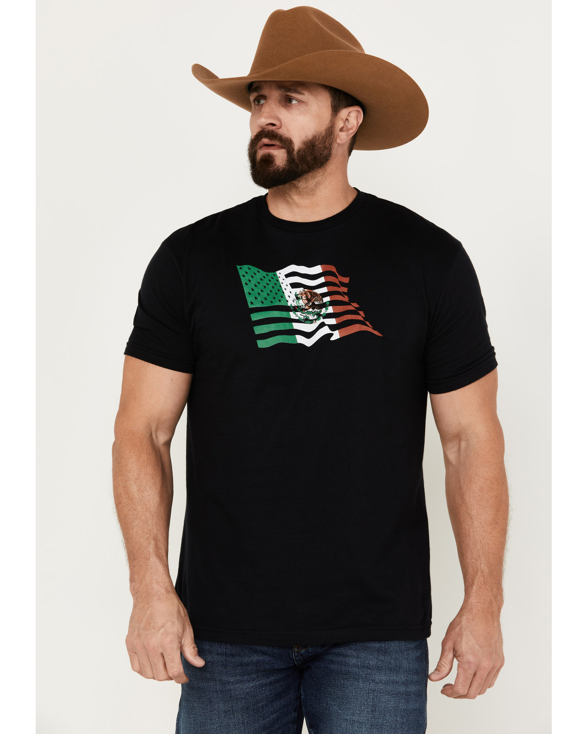 Cowboy Hardware Men's Mexican American Flag Short Sleeve Graphic T-Shirt