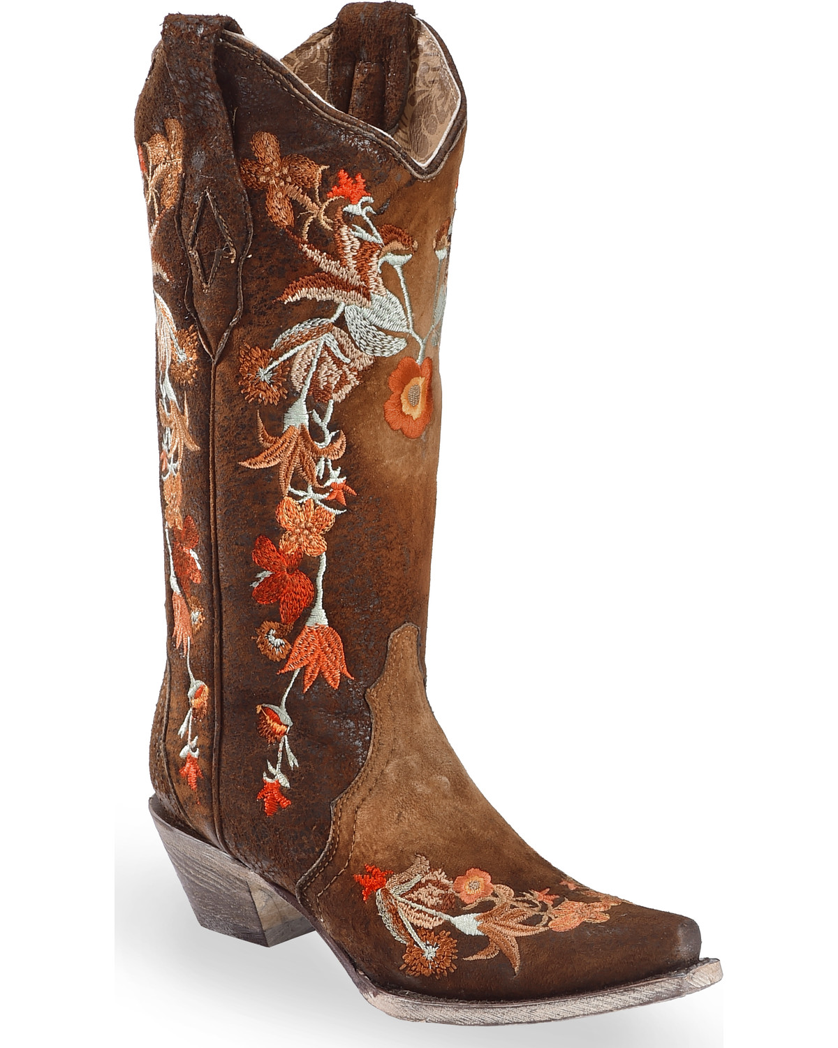 flower embroidered cowboy boots