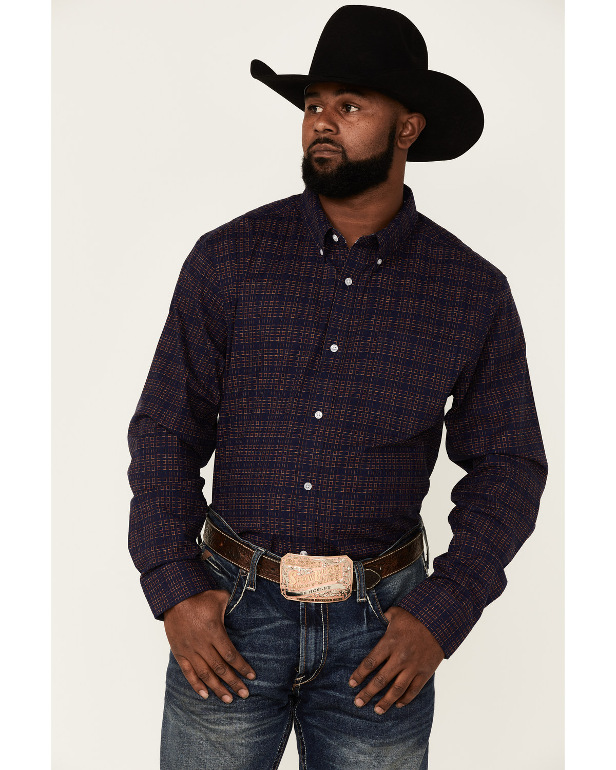 Cody James Core Brutus Dobby Geo Print Long Sleeve Button-Down Western Shirt