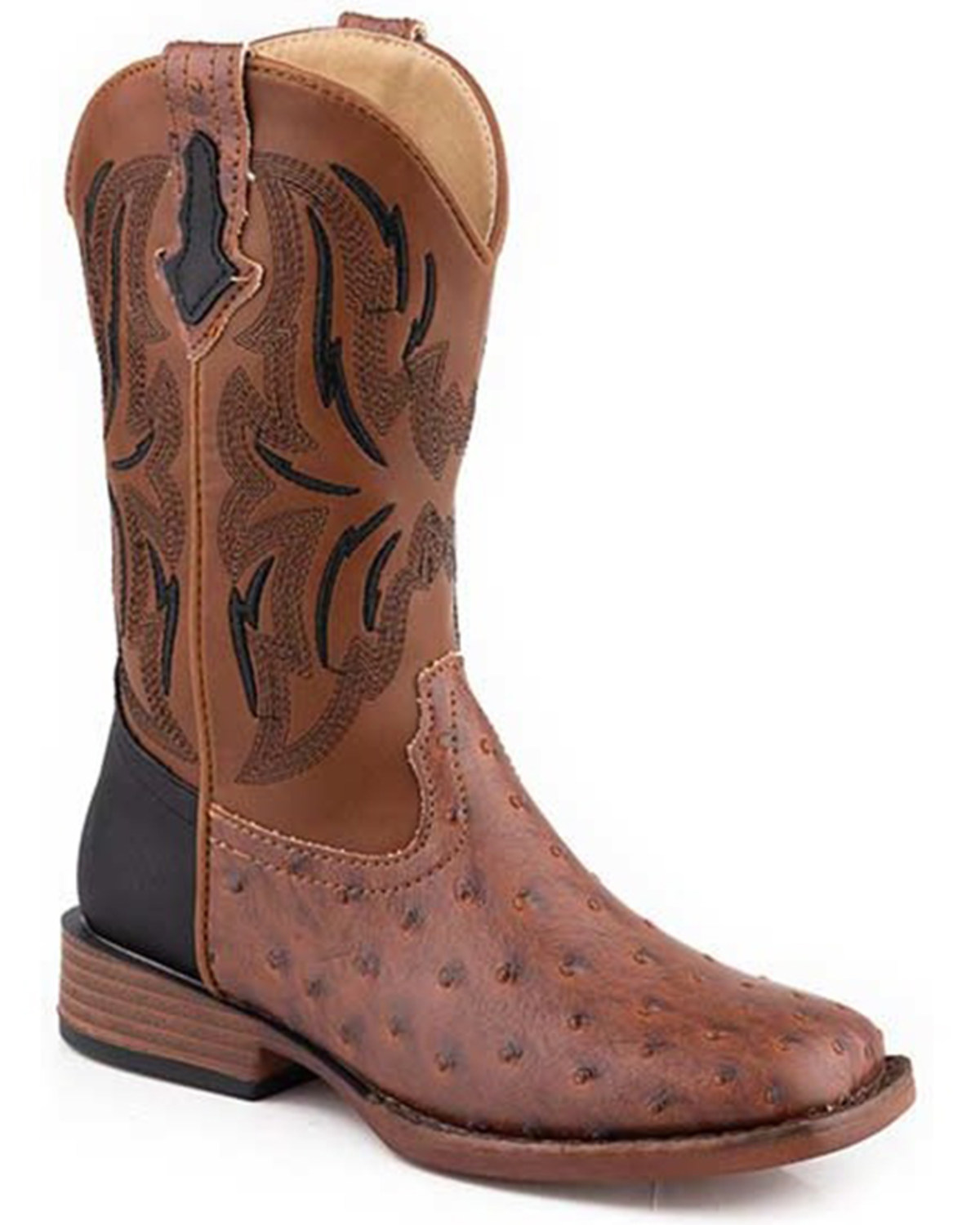 Roper Boys' Dalton Ostrich Print Western Boots - Broad Square Toe