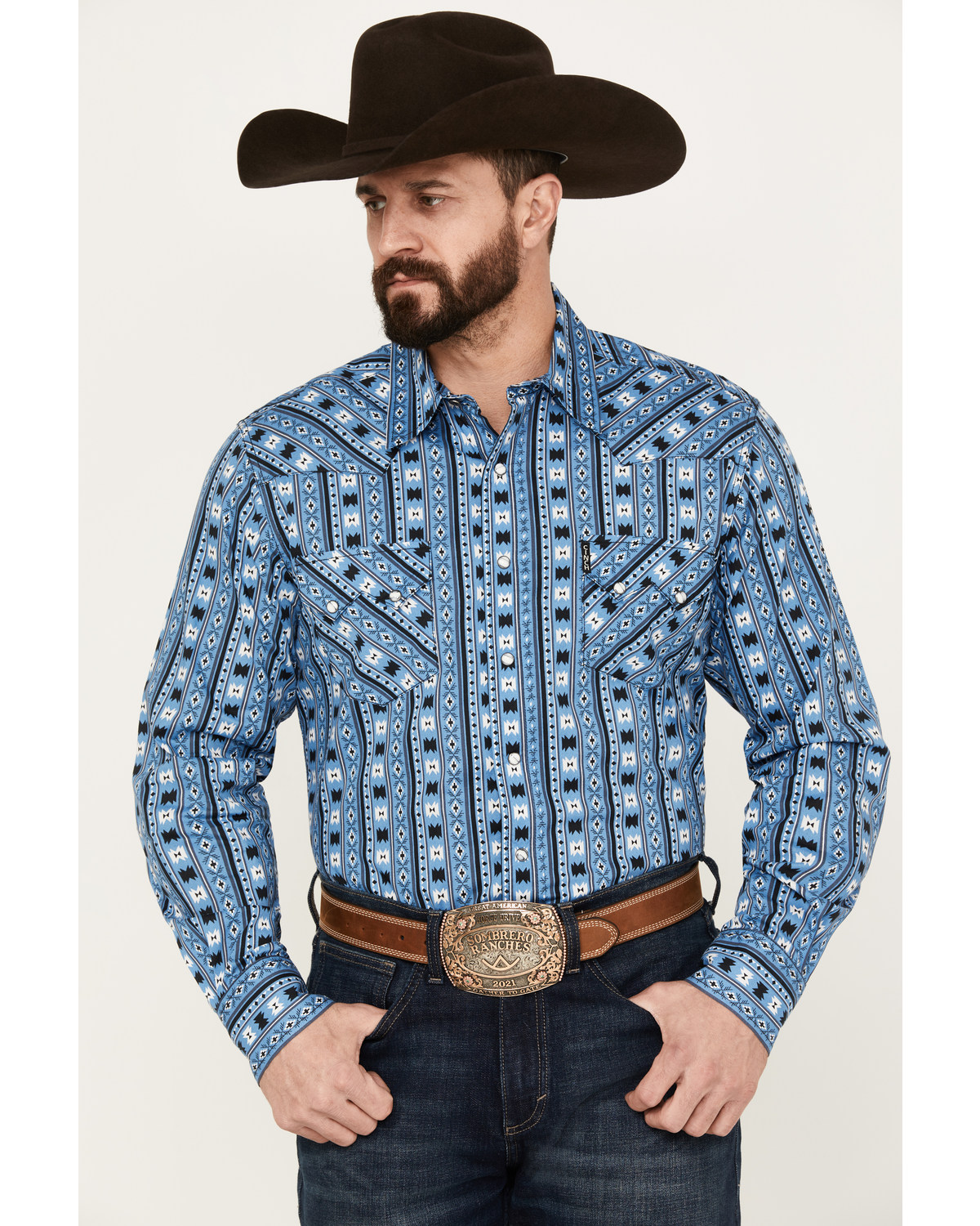 Cinch Men's Southwestern Print Long Sleeve Western Snap Shirt