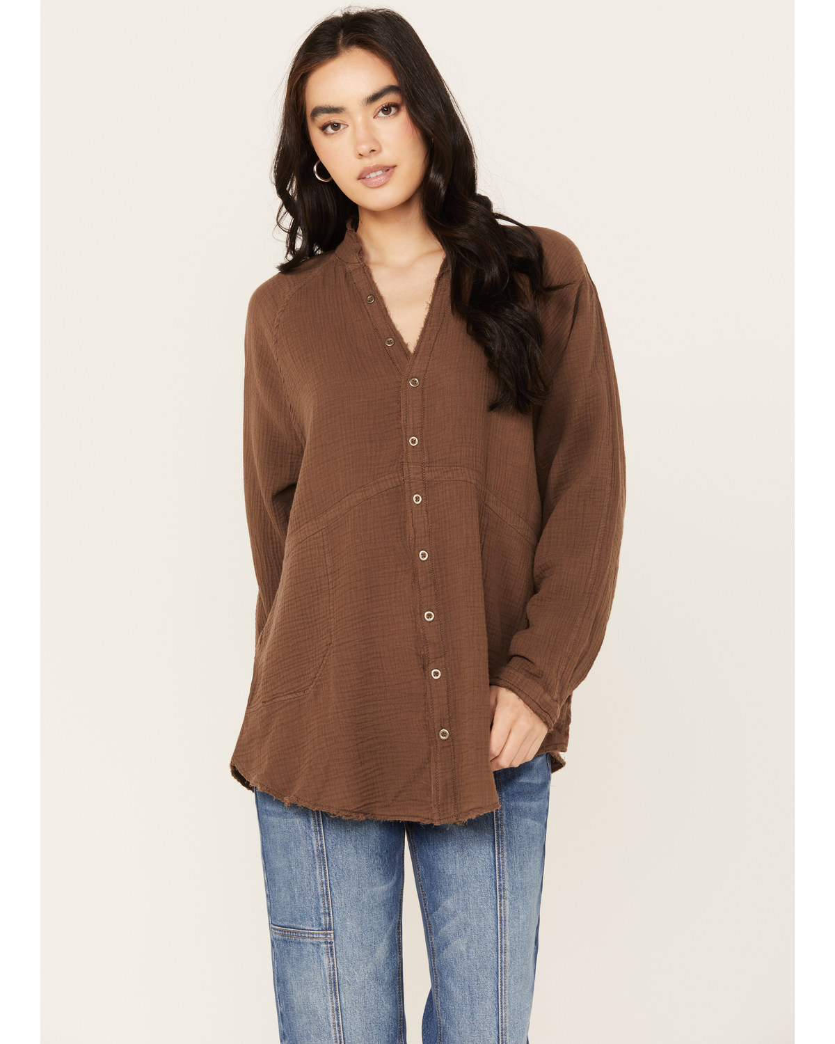 Free People Women's Summer Daydream Button Down Long Sleeve Shirt