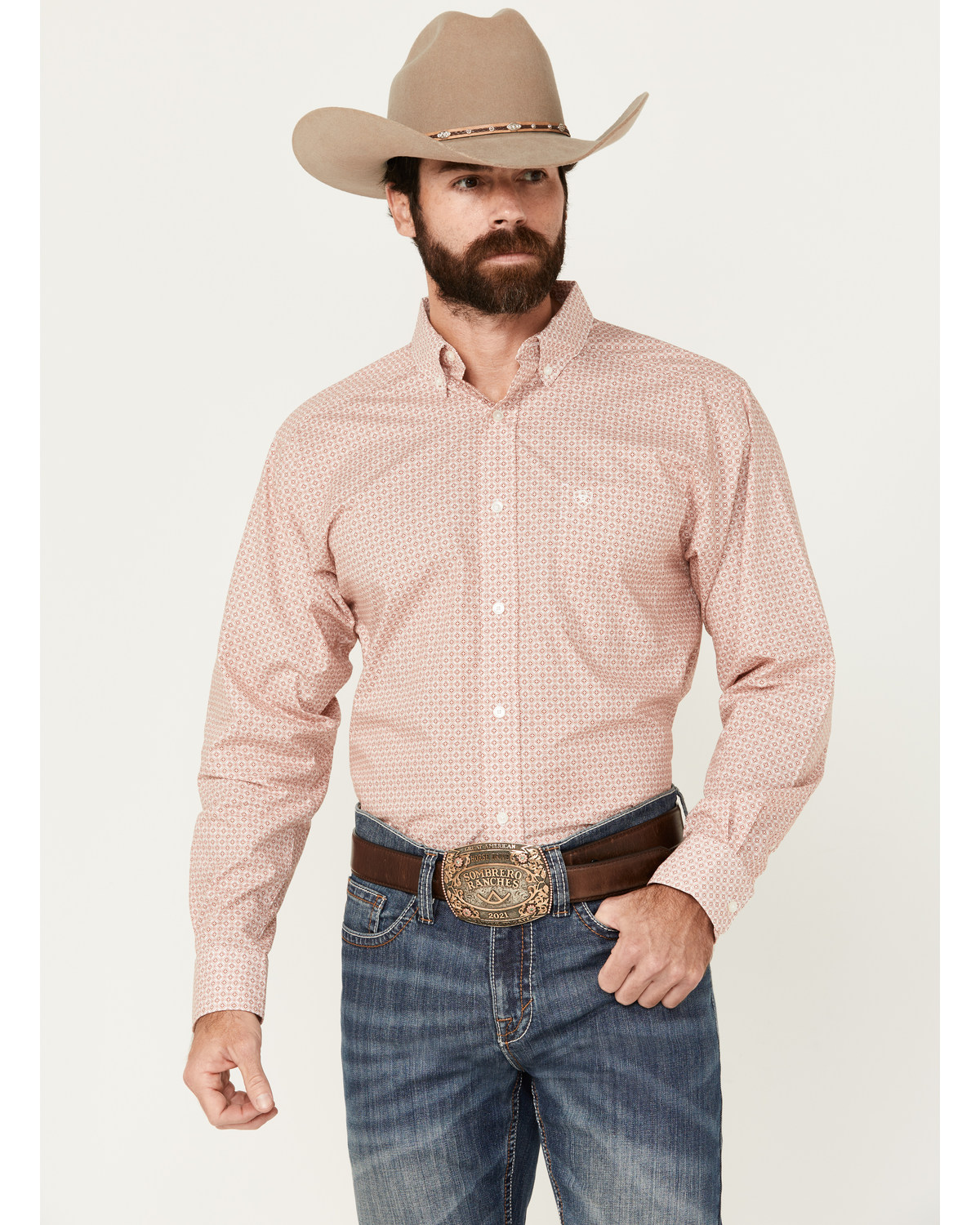 Ariat Men's Derrick Geo Print Long Sleeve Button-Down Western Shirt