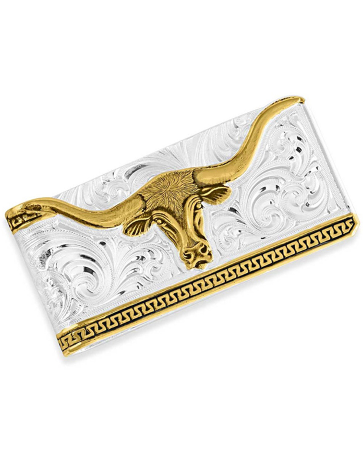 Montana Silversmiths Two-Tone Carved Longhorn Money Clip