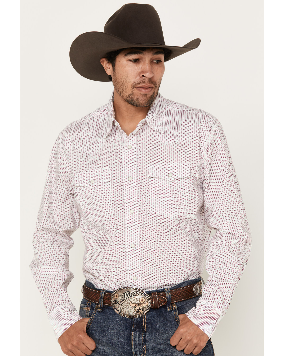 Wrangler 20x Men's Geo Print Long Sleeve Stretch Pearl Snap Western Shirt