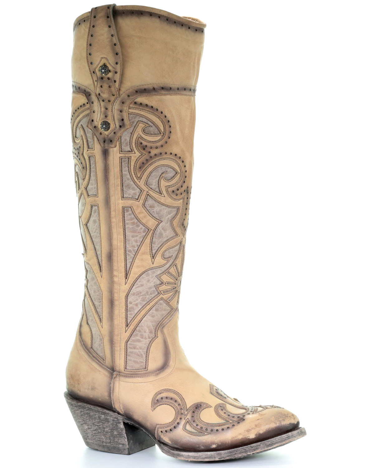 cut out boots beige