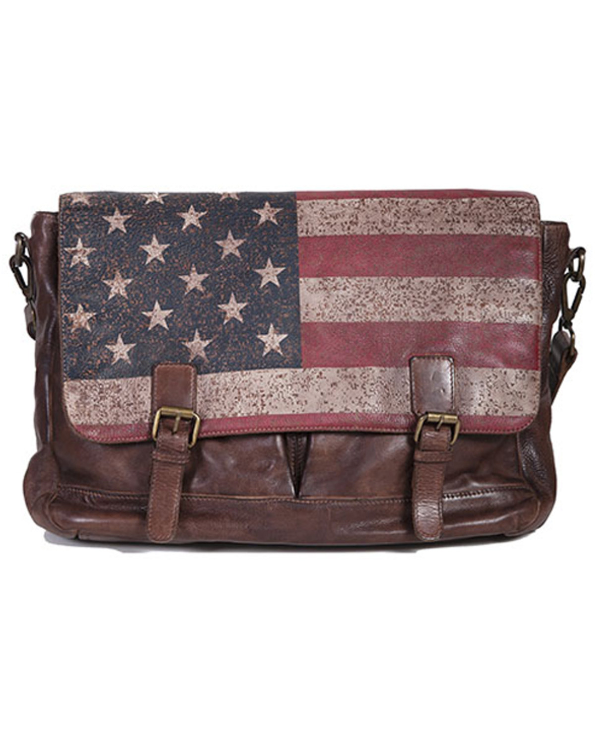 Scully Patriotic Brown Leather Crossbody Bag