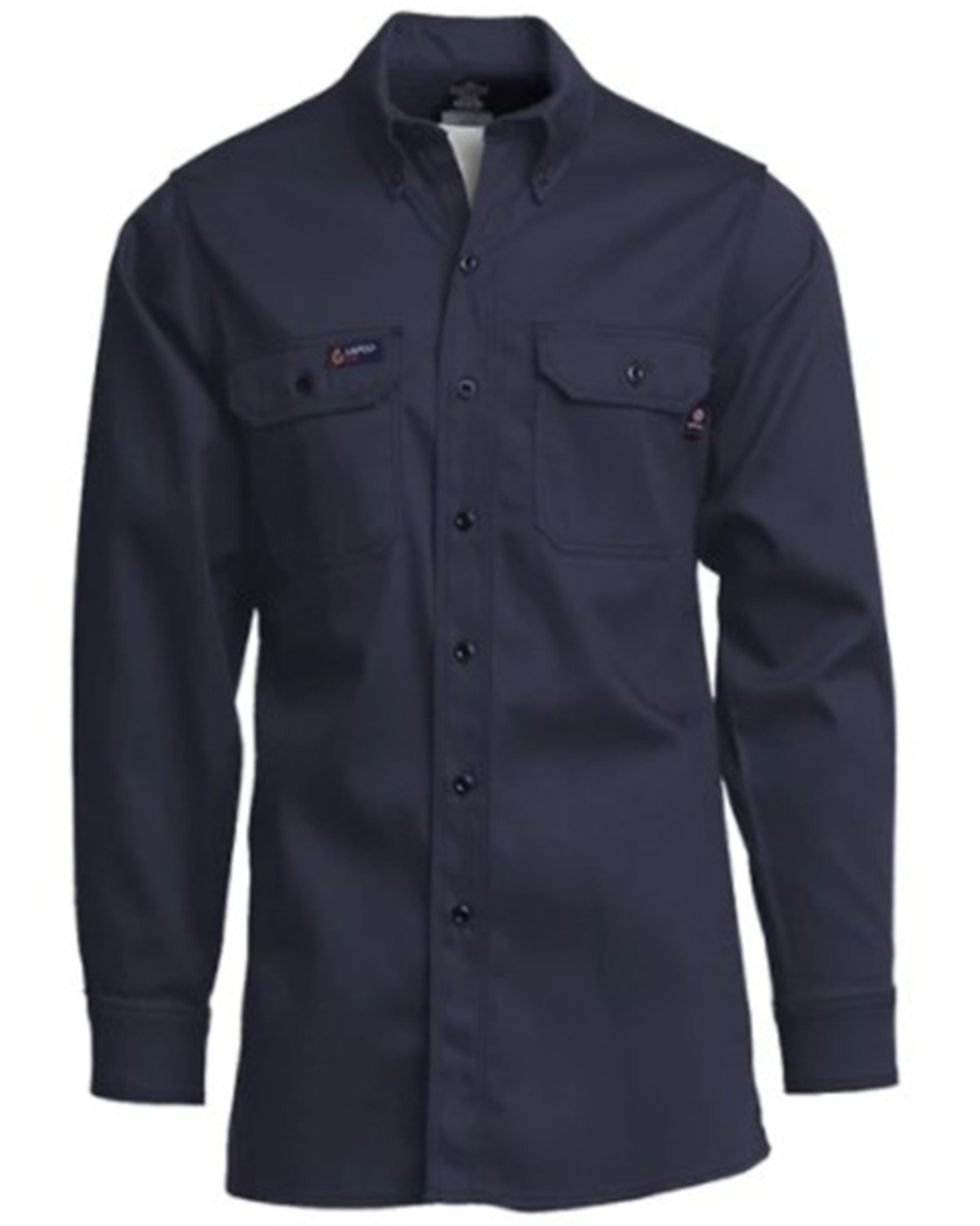 Lapco Men's FR Solid Navy Long Sleeve Button-Down Work Shirt - Big