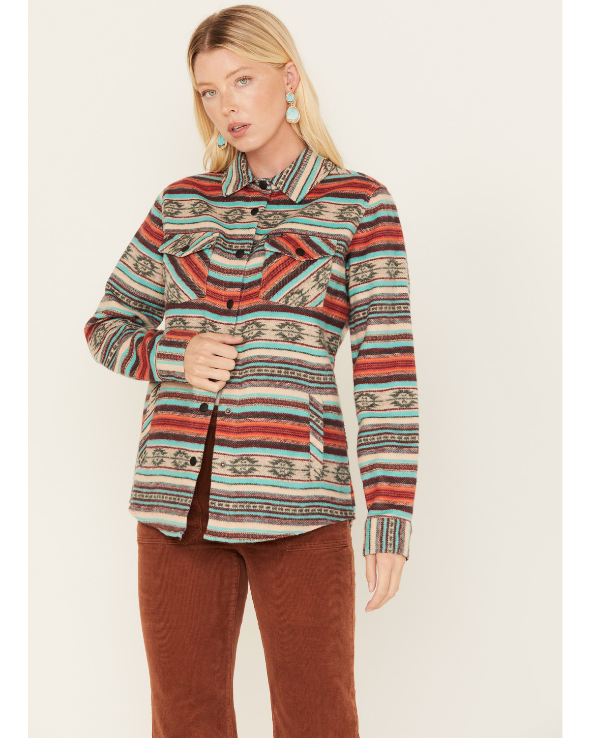 Panhandle Women's Southwestern Stripe Print Shacket