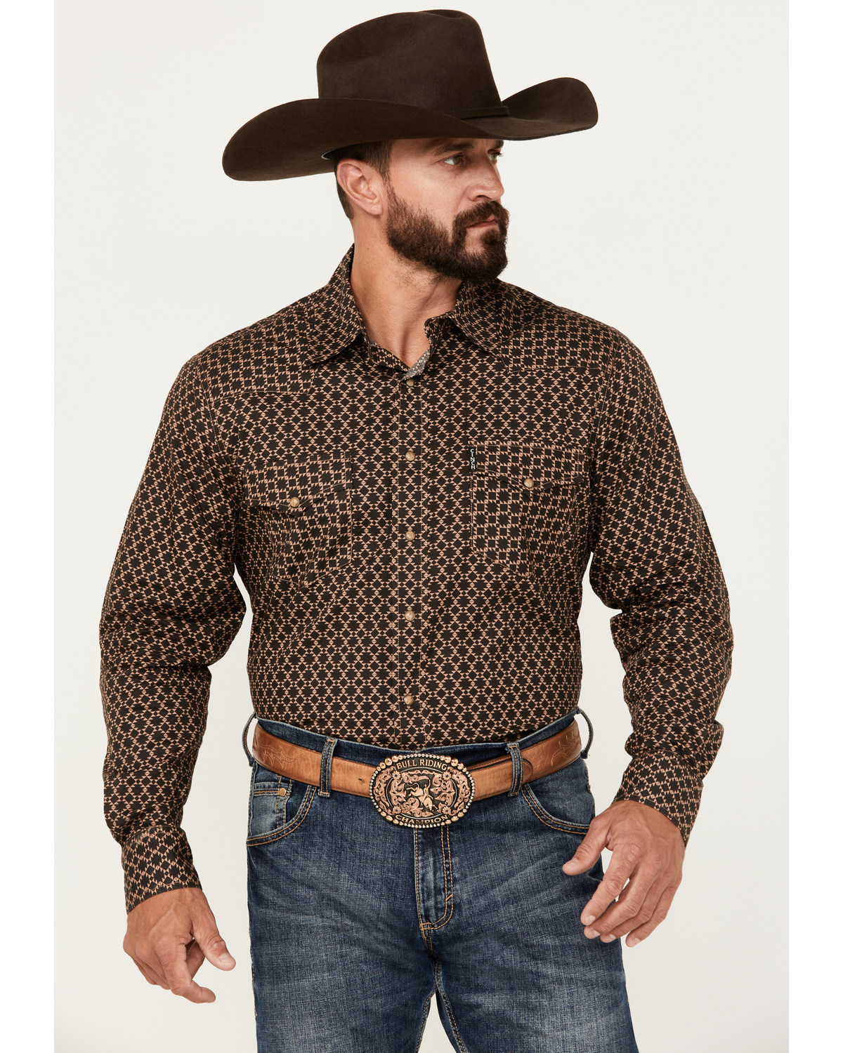 Cinch Men's Southwestern Geo Print Long Sleeve Snap Shirt