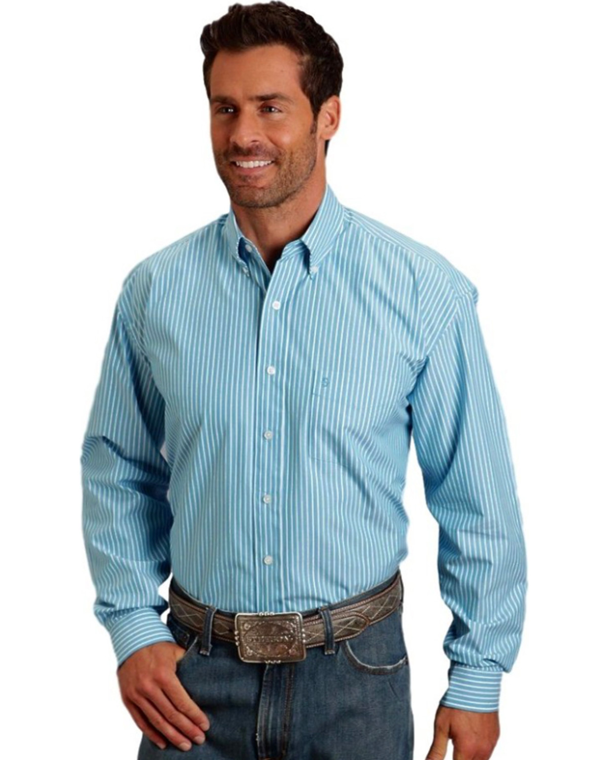 Stetson Men's Striped Long Sleeve Button Down Western Shirt