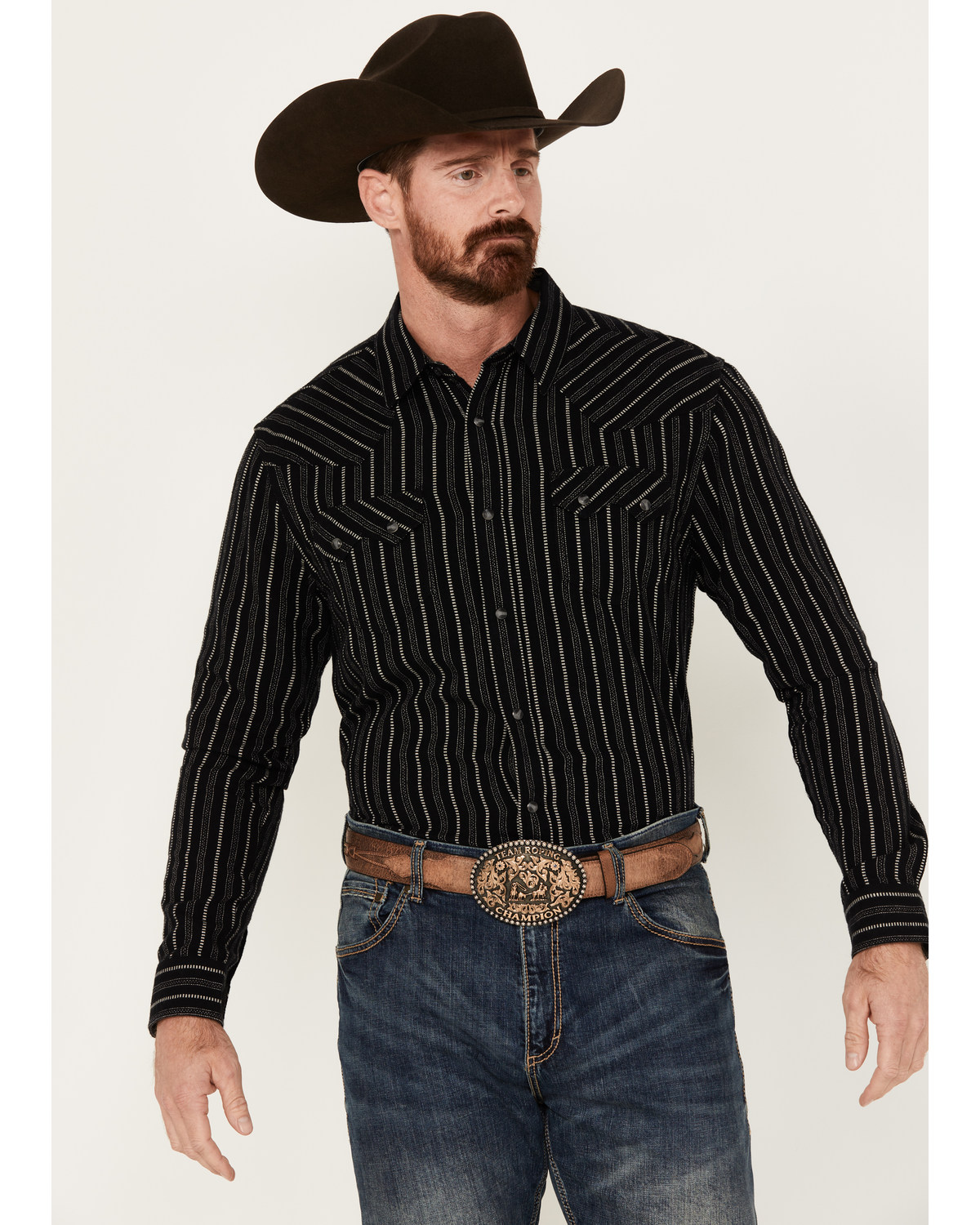 Moonshine Spirit Men's Tuner Striped Long Sleeve Snap Flannel Shirt