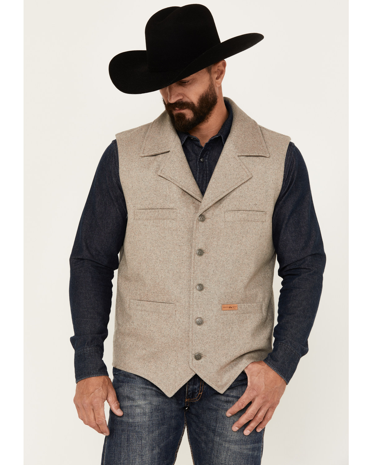 Powder River Outfitters by Panhandle Men's Wool Button-Down Vest