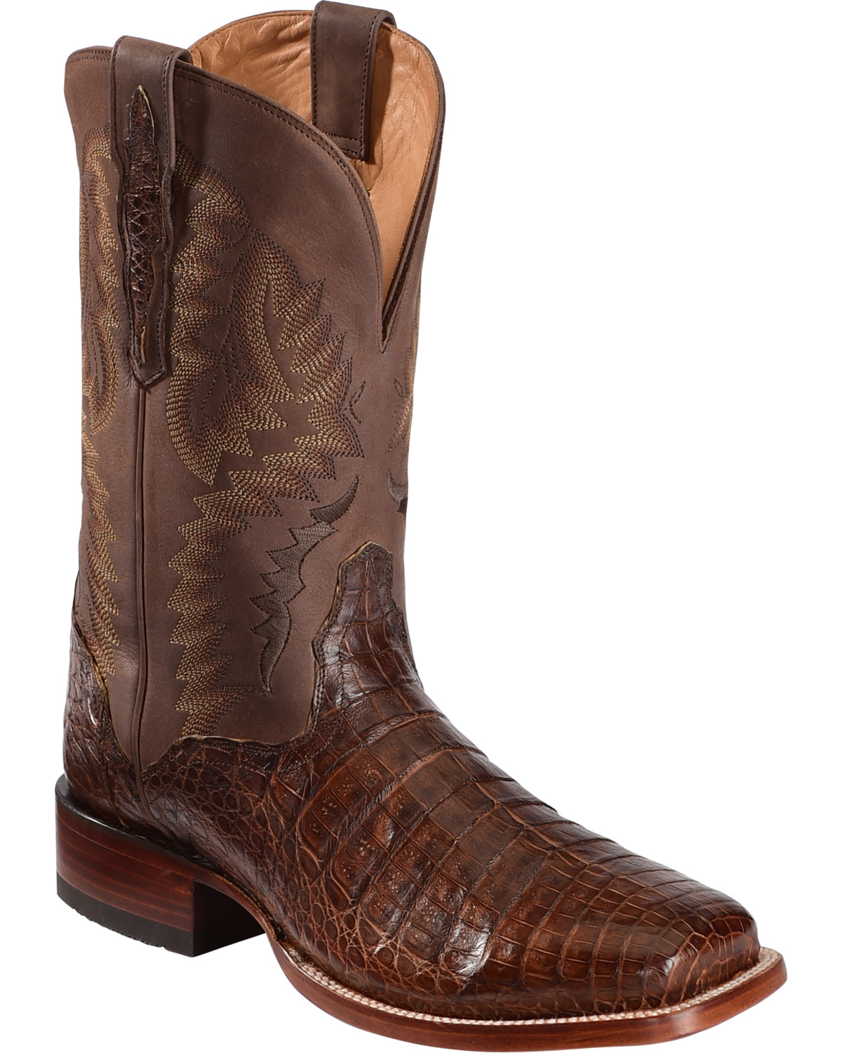 El Dorado Men's Handmade Caiman Belly Stockman Boots - Broad Square Toe