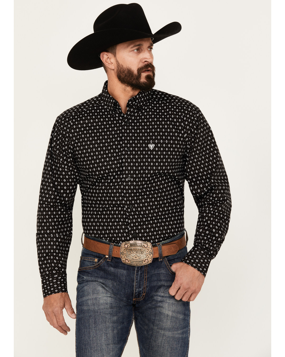 Ariat Men's Slade Geo Print Long Sleeve Button-Down Western Shirt