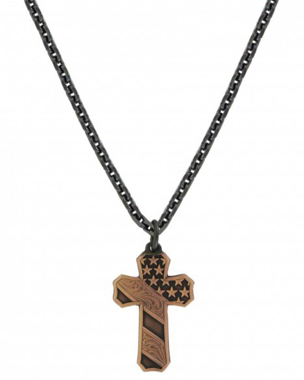 Montana Silversmiths Men's Nickel Faded Glory Cross Necklace