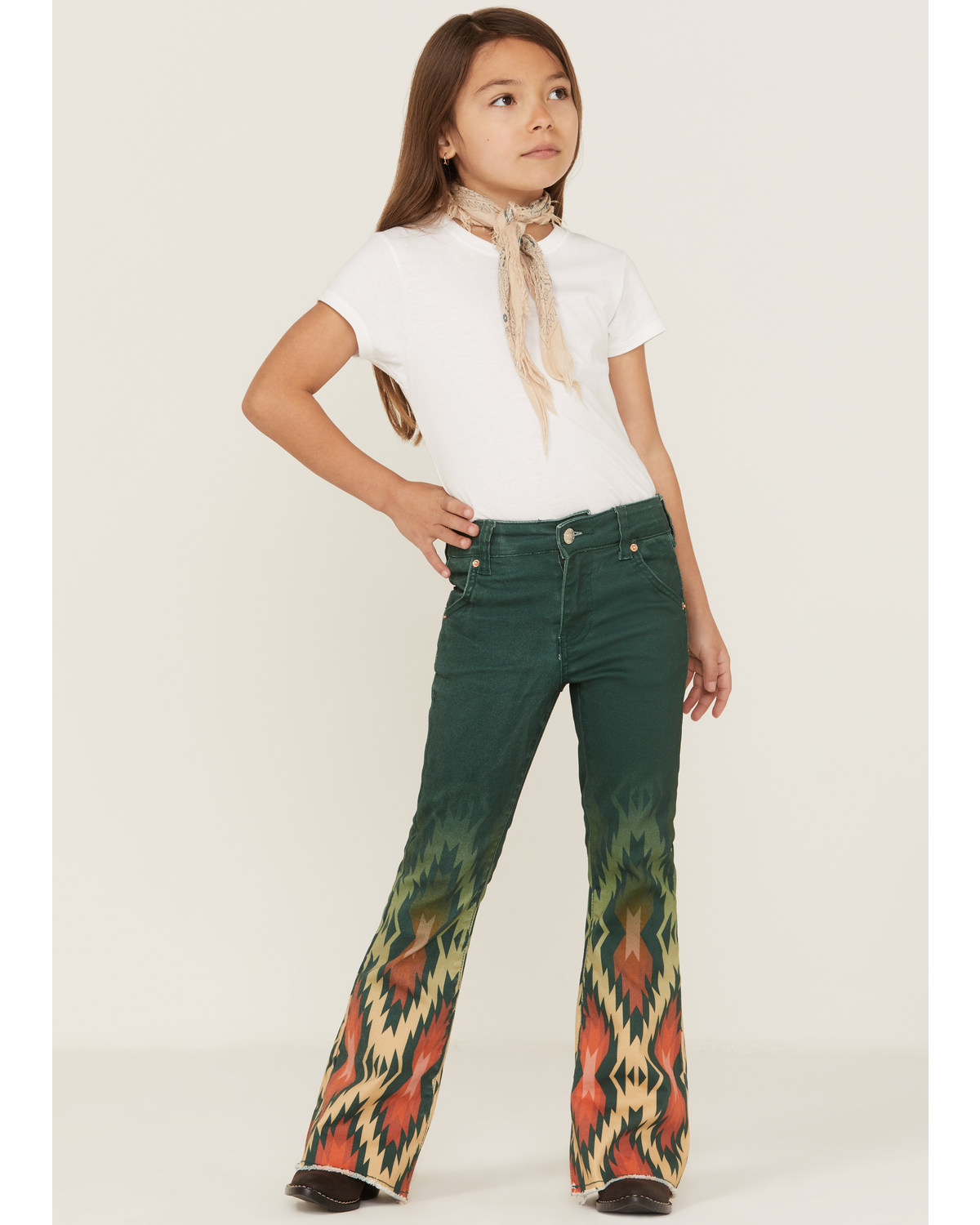 Ranch Dress'n Girls' Southwestern Print Flare Jeans