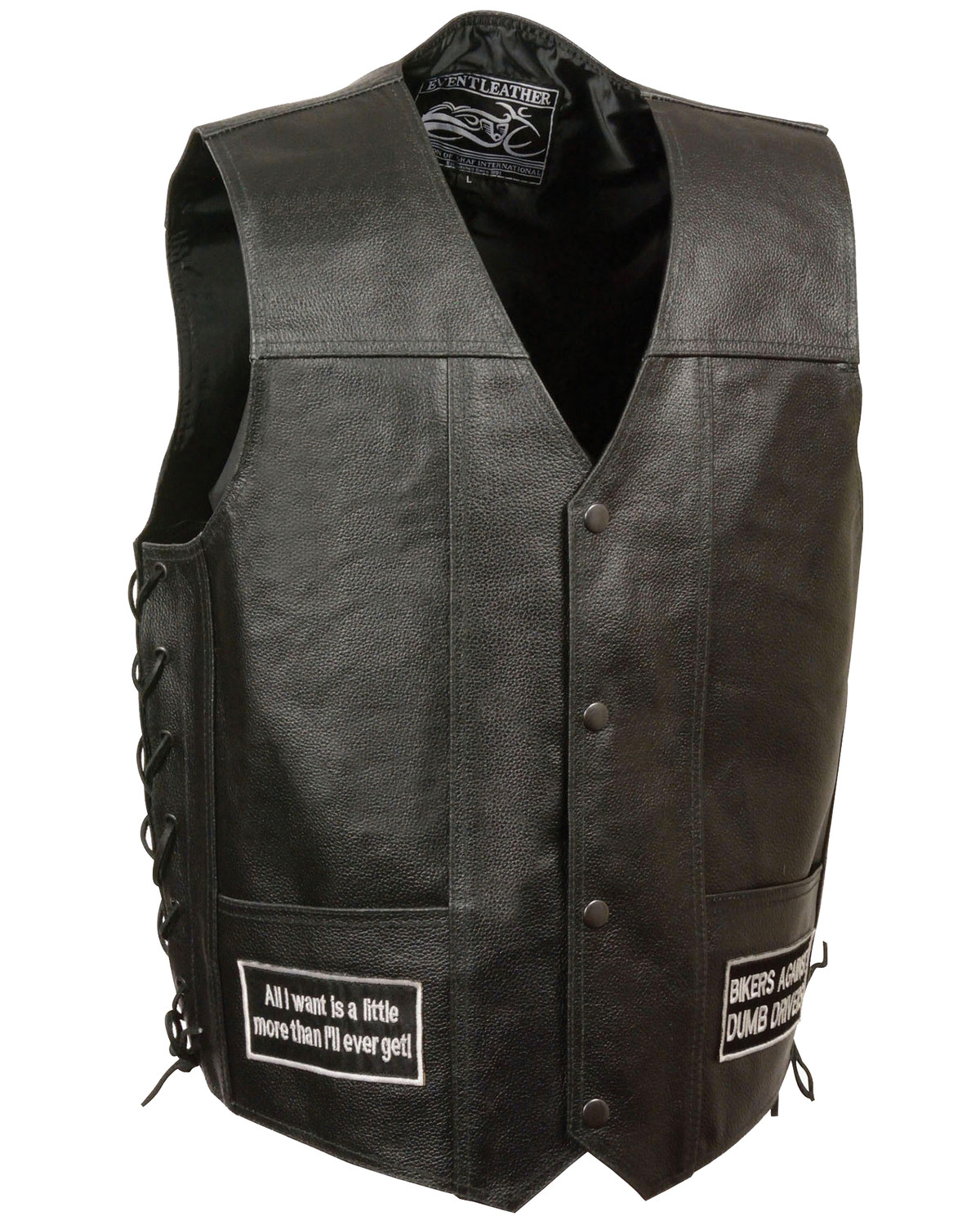Milwaukee Leather Men's Side Lace Eagle & Flag Patch Vest - 5X