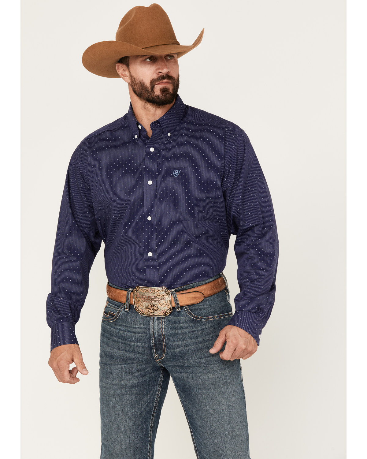 Ariat Men's Wrinkle Free Izik Stripe Long Sleeve Button Down Western Shirt