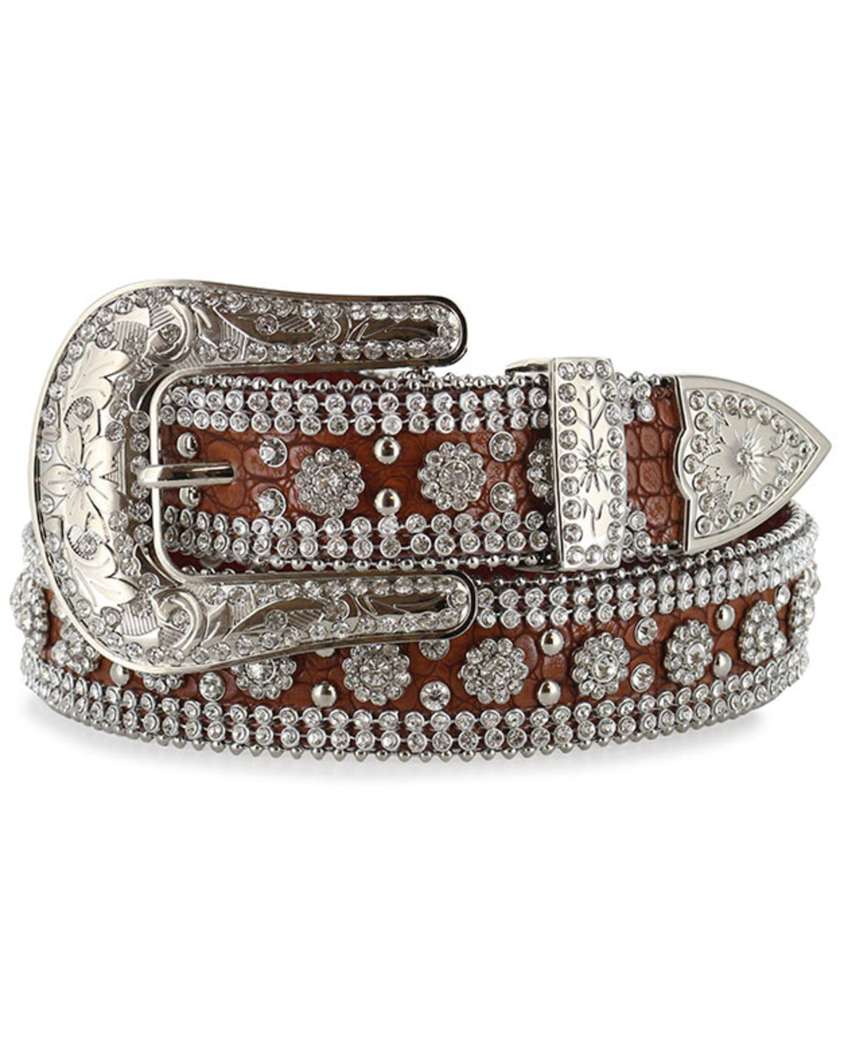 Angel Ranch Women's Rhinestone Faux Gator Belt