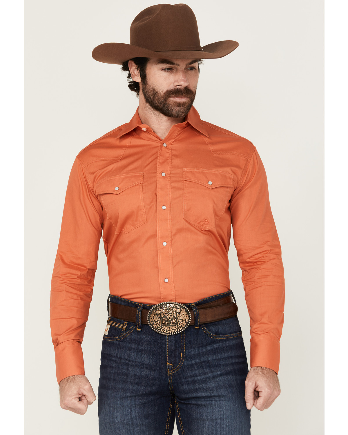 Roper Men's Basic Solid Long Sleeve Western Shirt