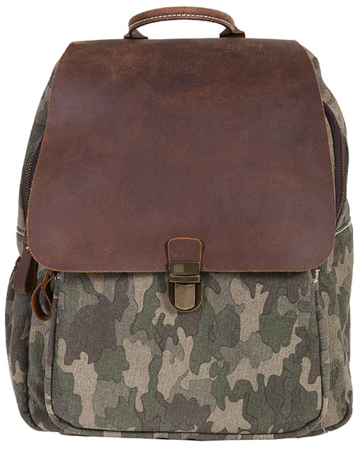 Scully Brown Leather & Camo Backpack