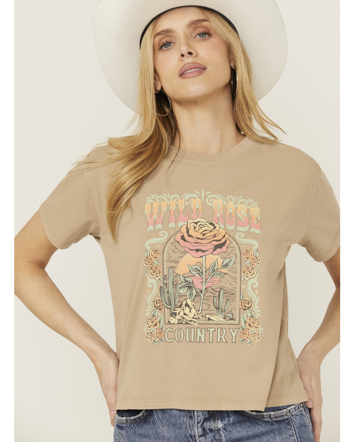 White Crow Women's Wild Rose Rhinestone Short Sleeve Graphic Tee