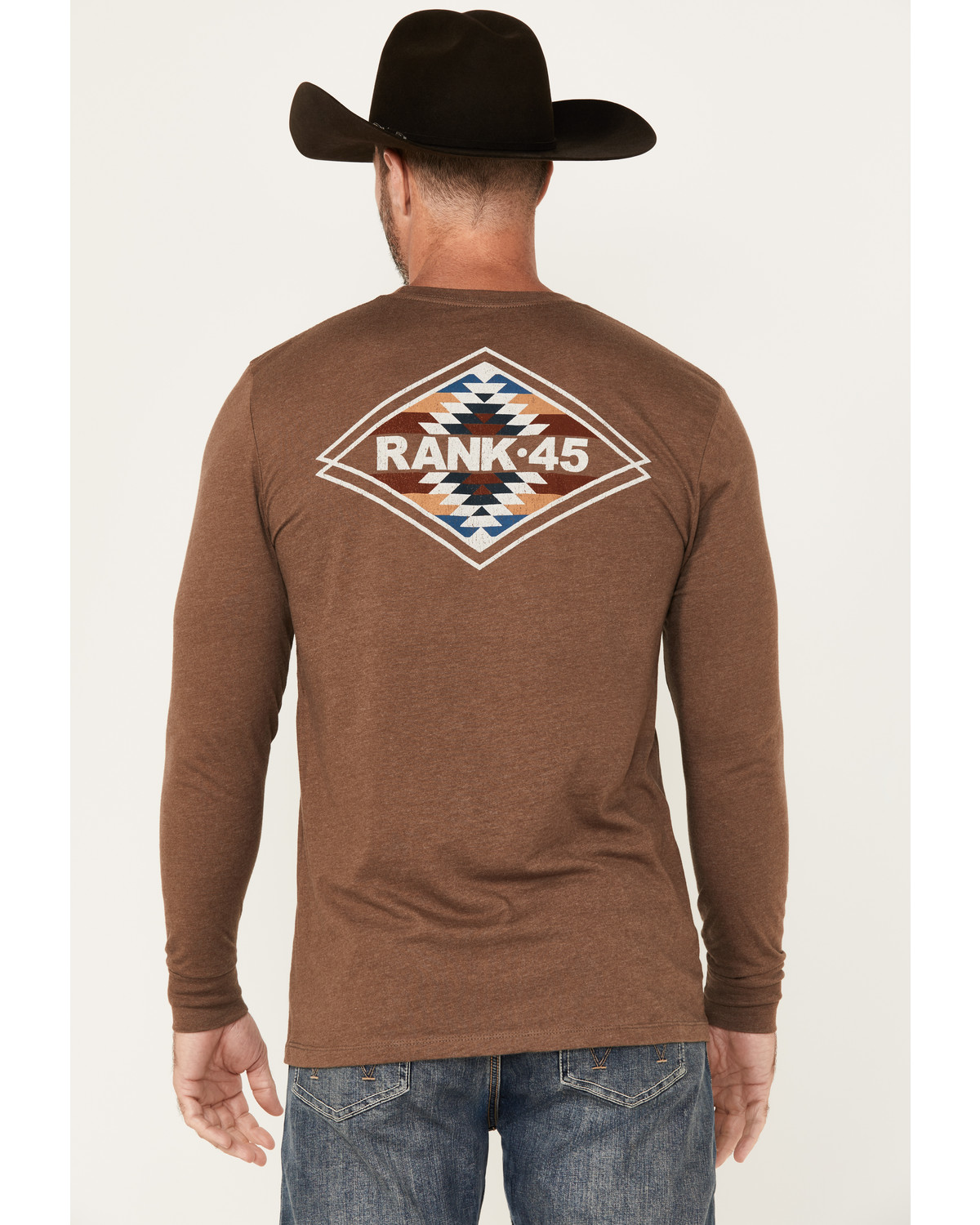 RANK 45® Men's Dusty Arena Southwestern Logo Long Sleeve Graphic T-Shirt