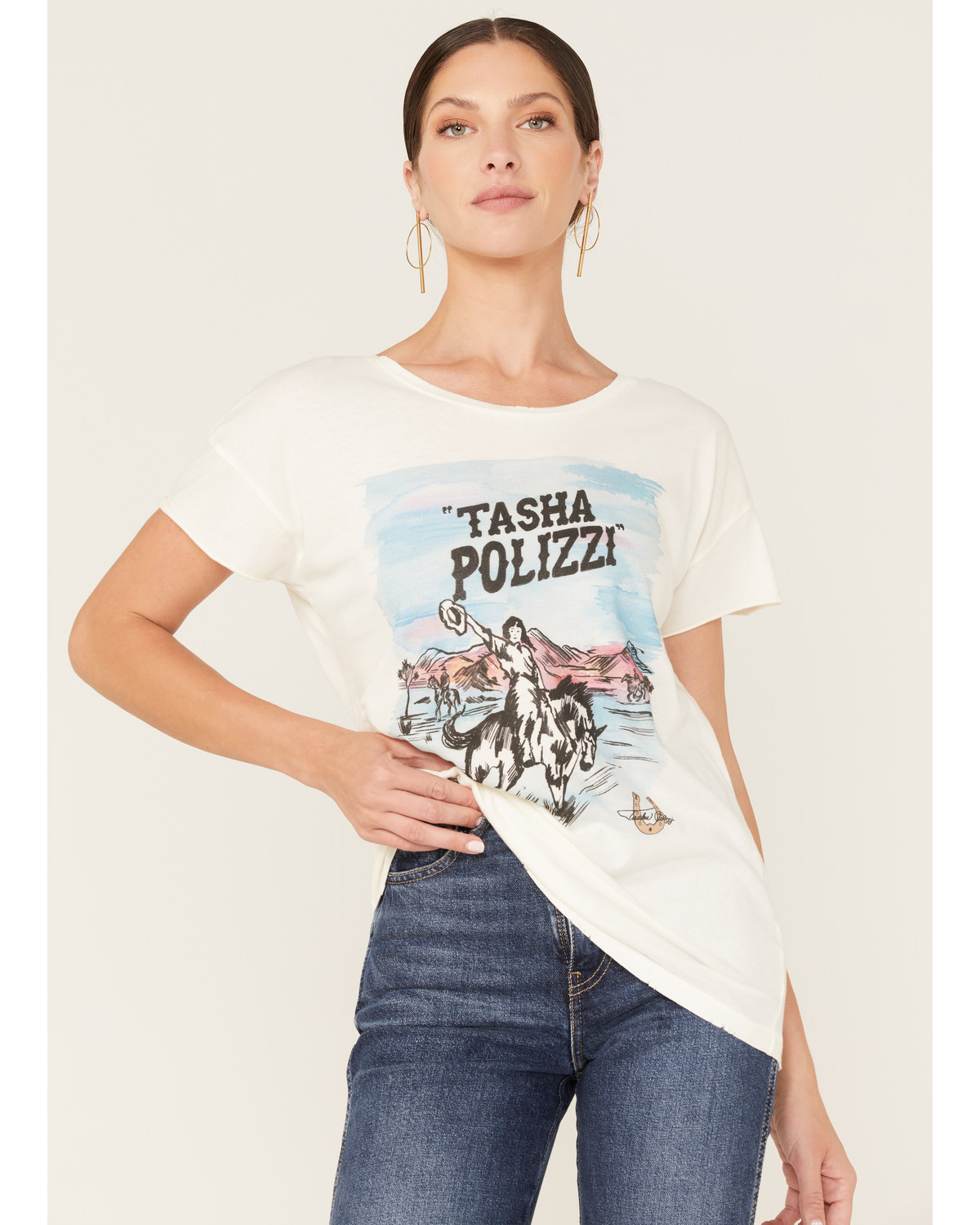 Tasha Polizzi Women's Title Watercolor Desert Scene Logo Graphic Tee
