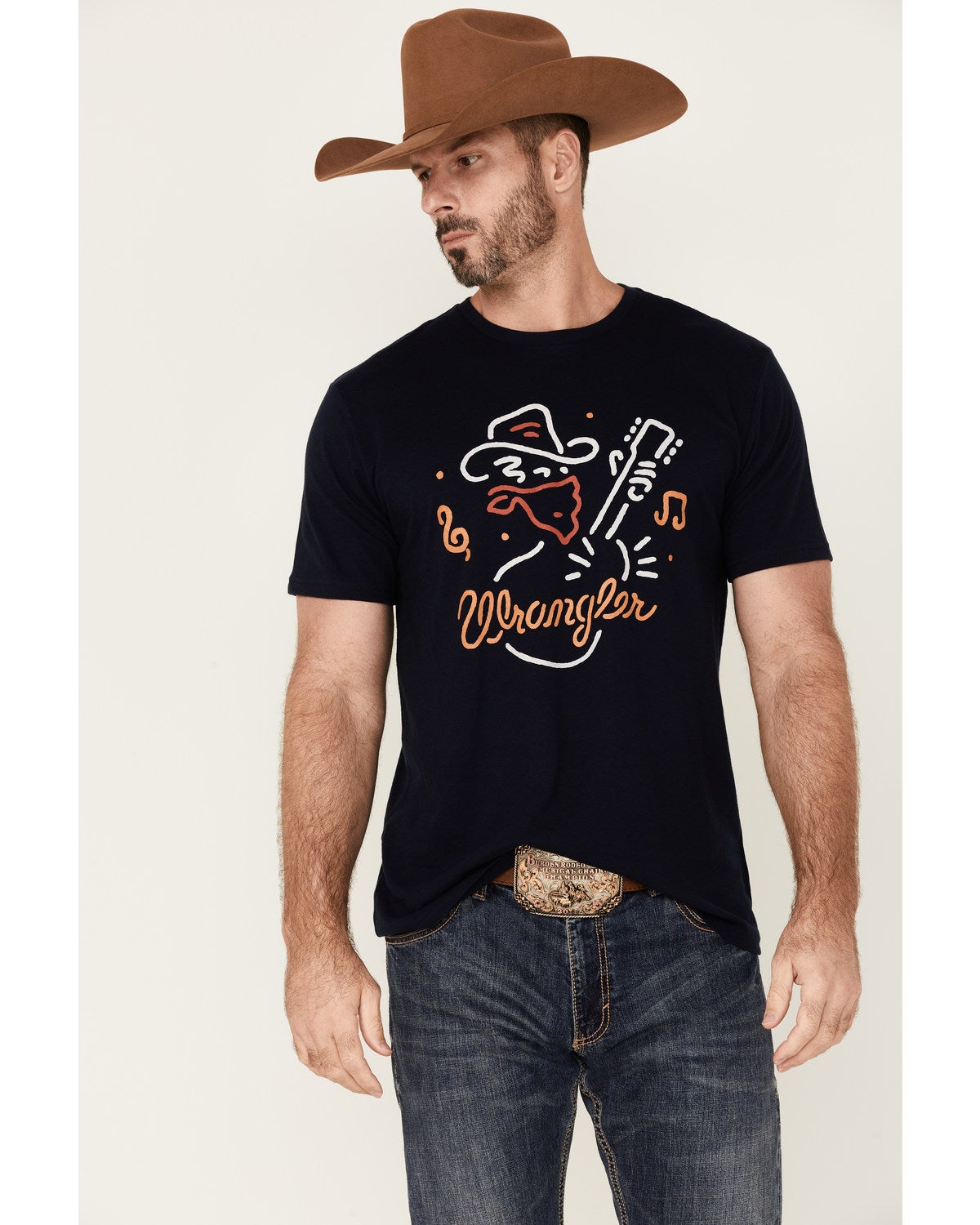 Navy Neon Cowboy Graphic Short Sleeve 