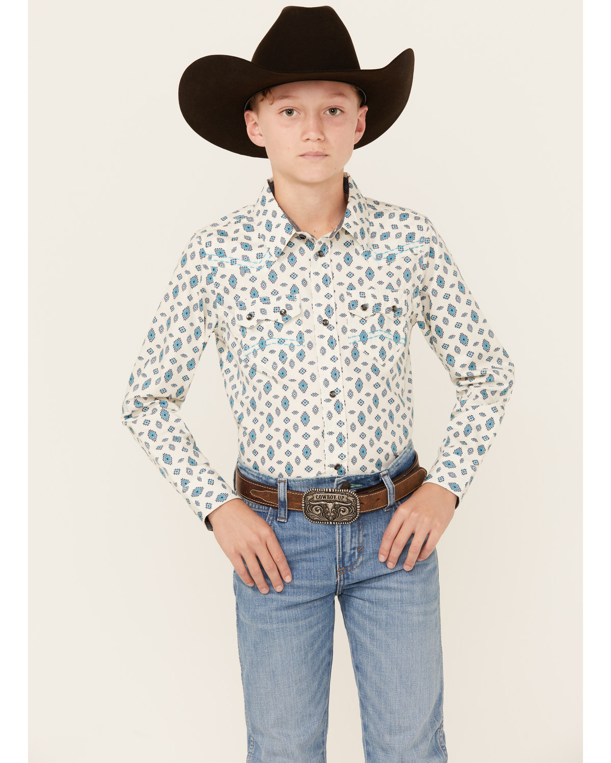 Cody James Men's Geo Print Long Sleeve Snap Western Shirt