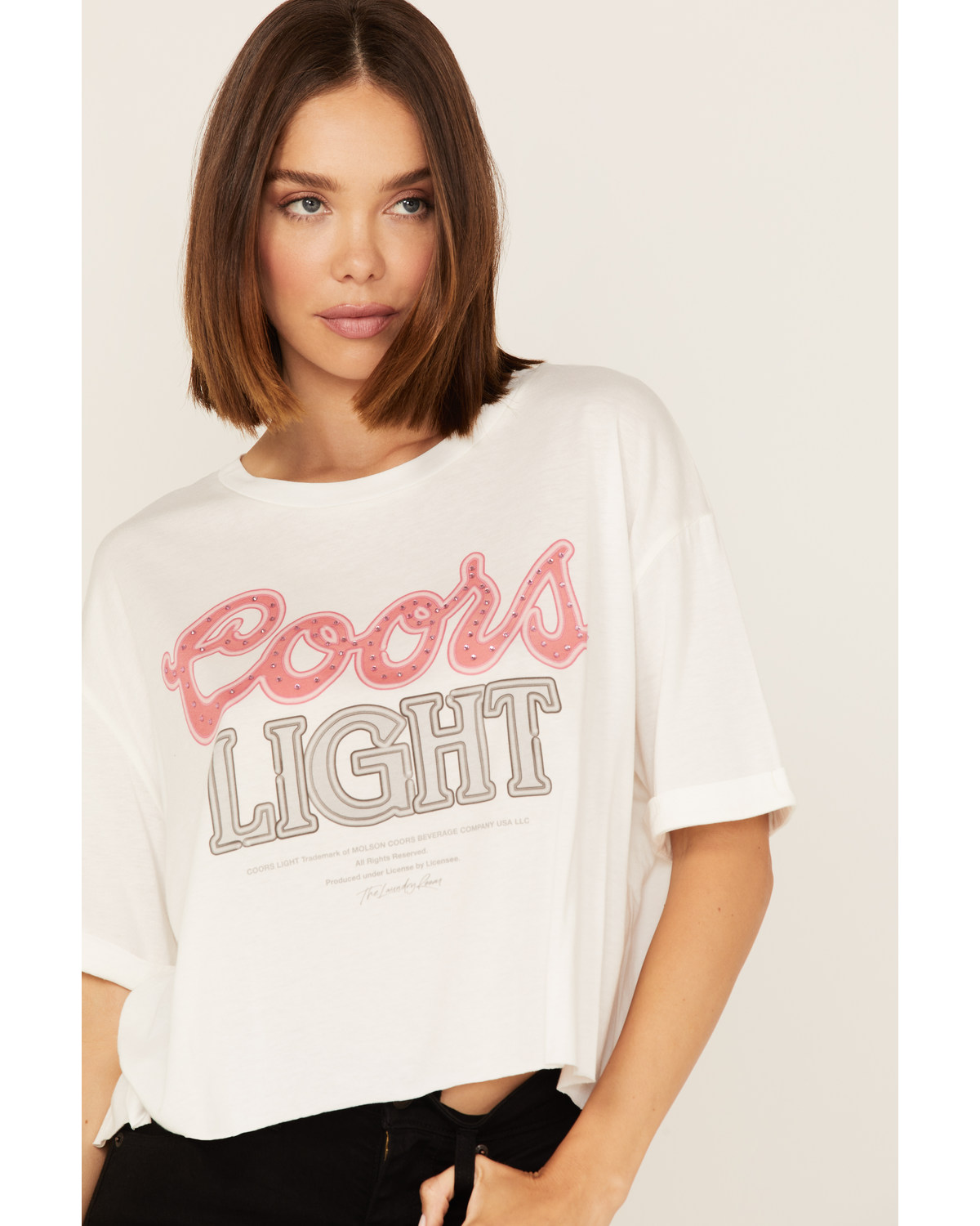 The Laundry Room Women's Coors Light Rhinestone Neon Graphic Tee