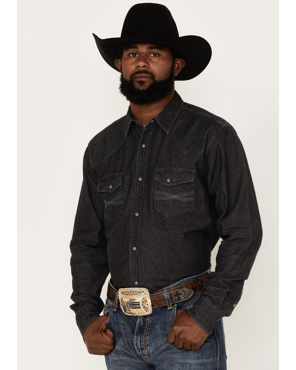 Blue Ranchwear Men's Long Sleeve Denim Western Snap Shirt
