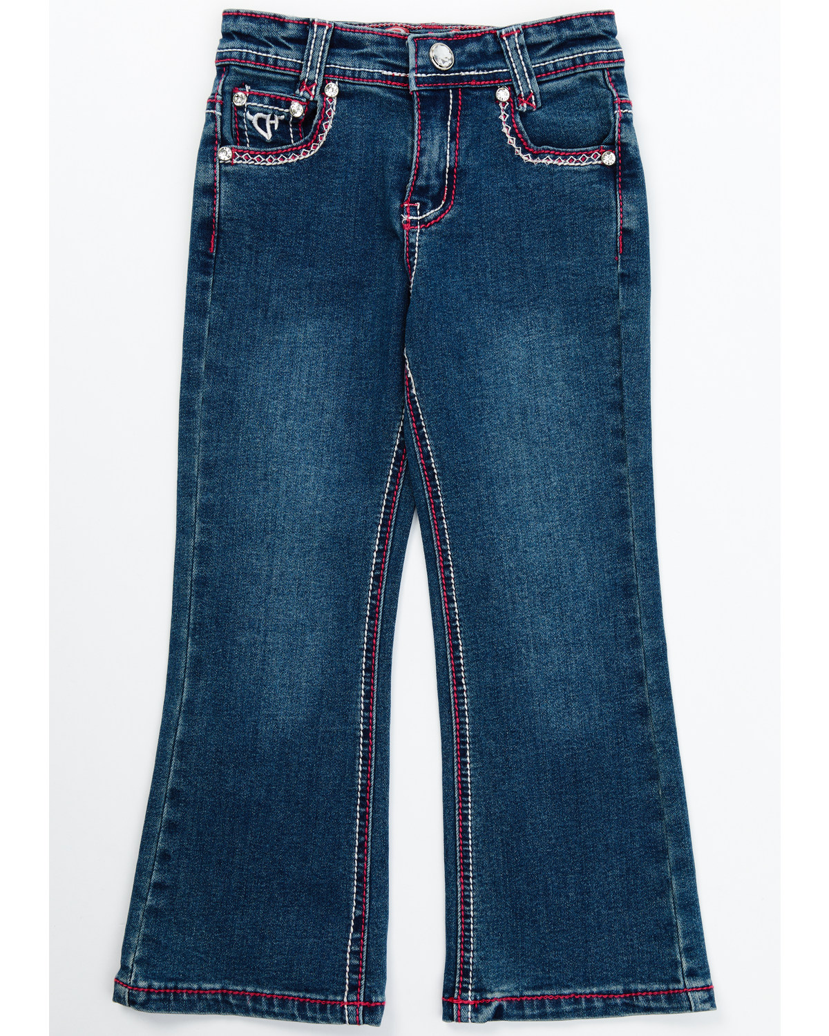 Cowgirl Hardware Toddler Girls' Medium Wash Southwestern Bootcut Jeans