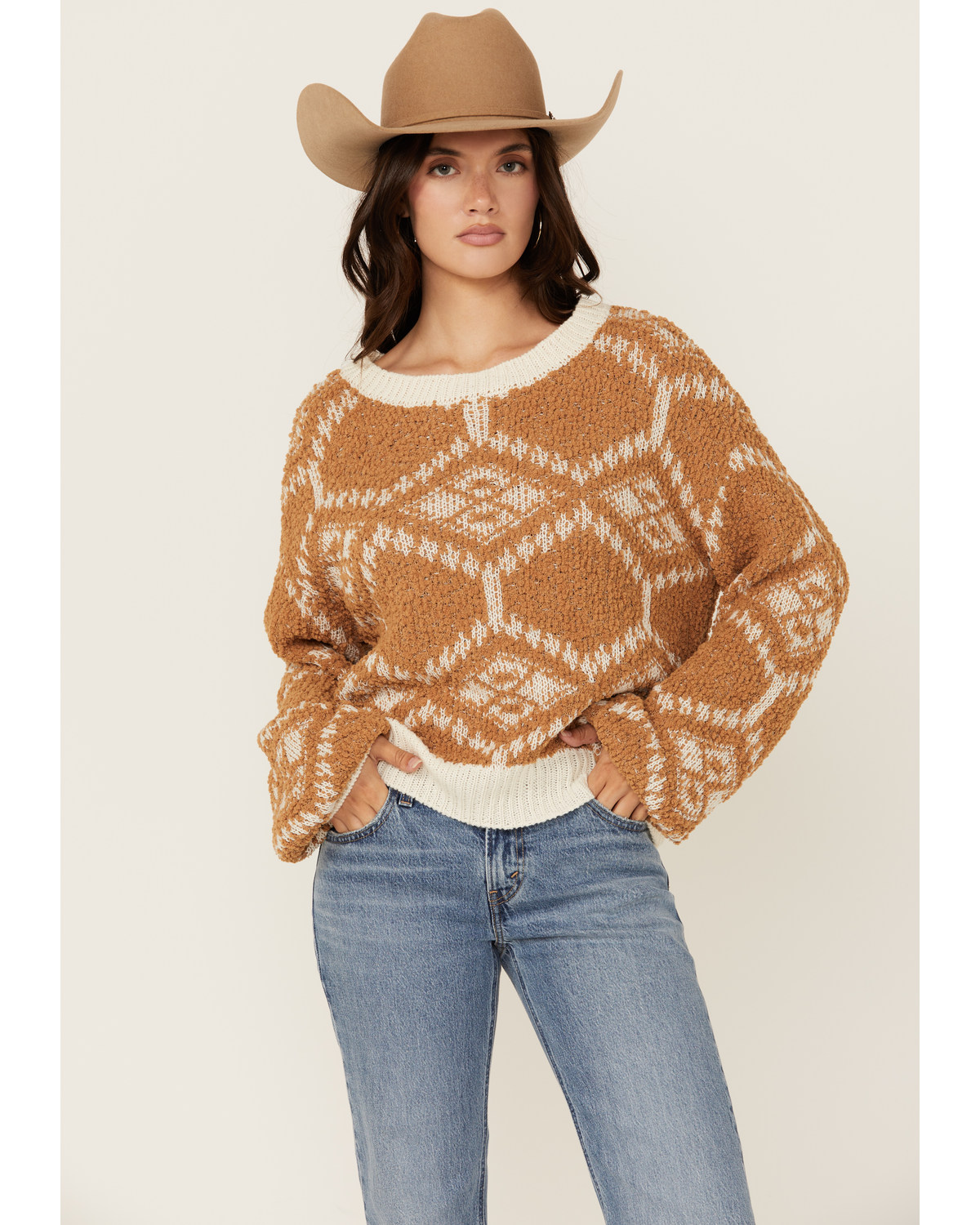 Geo print sweater hot sale