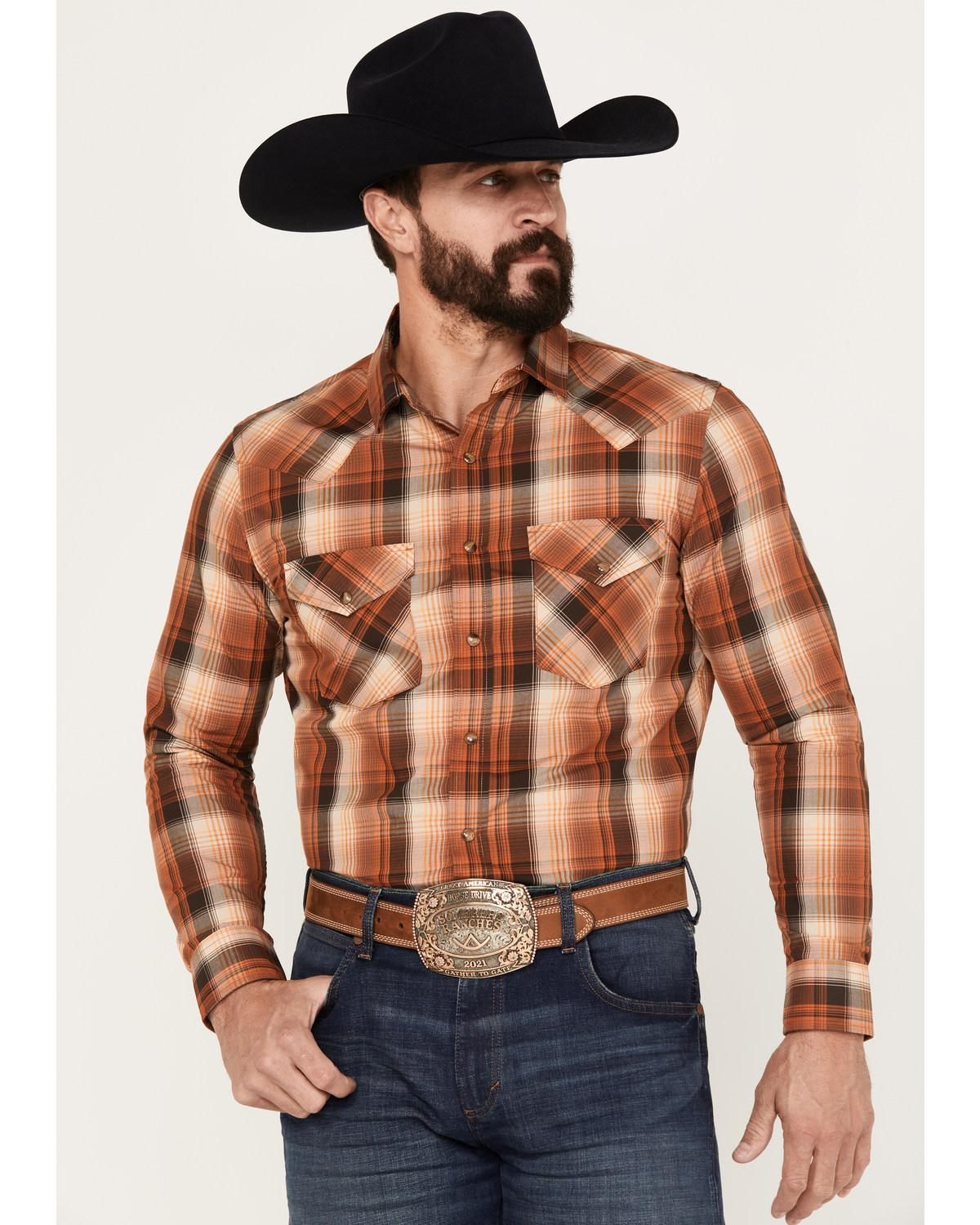 Pendleton Men's Frontier Plaid Long Sleeve Snap Western Shirt