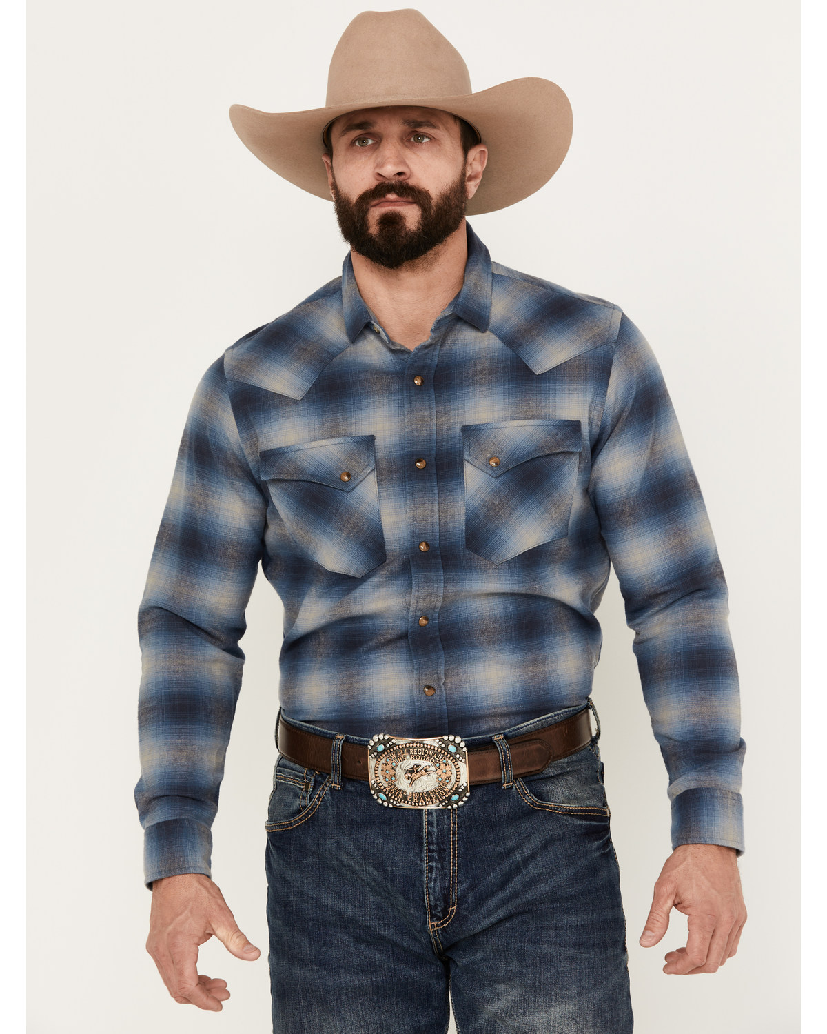 Pendleton Men's Wyatt Plaid Print Long Sleeve Western Snap Shirt