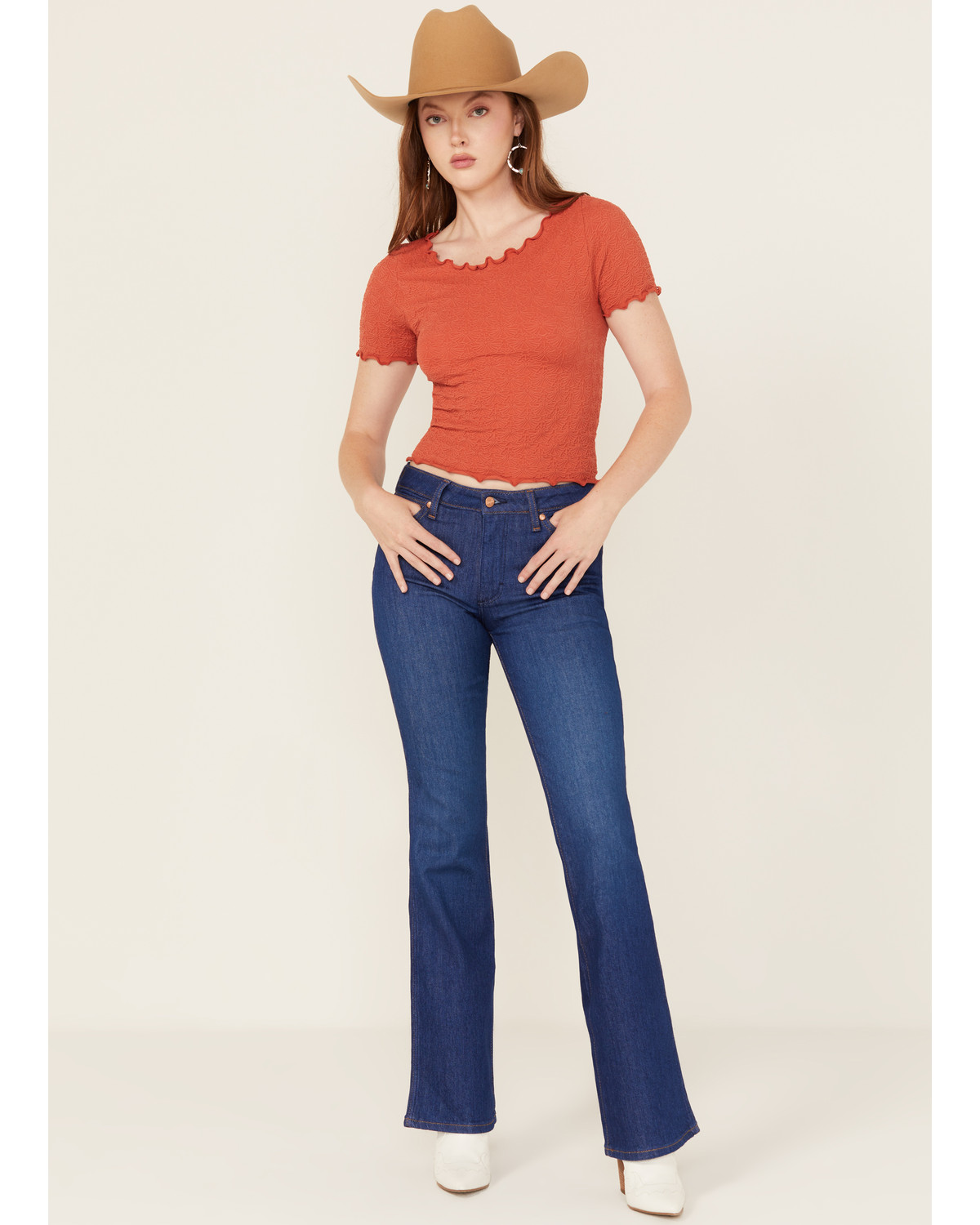 Wrangler Women's Dark Wash Straight Forward Westward Mid Rise Bootcut Stretch Denim Jeans