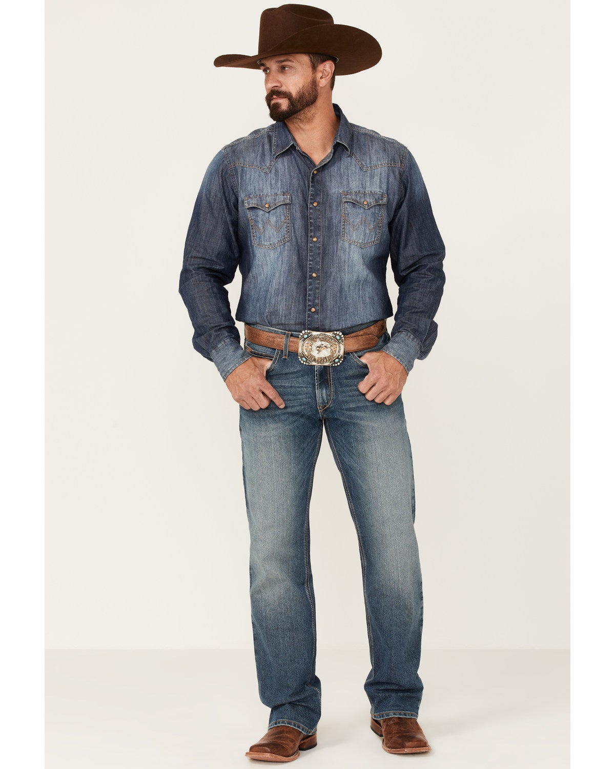 Ariat Men's M4 Campbell 2X Medium Wash Performance Relaxed Bootcut Jeans | Boot Barn
