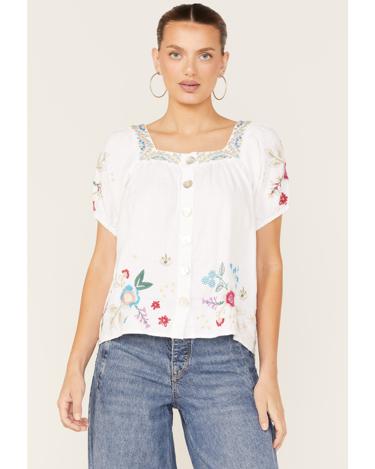 Johnny Was Women's Martine Wander Embroidered Floral Top