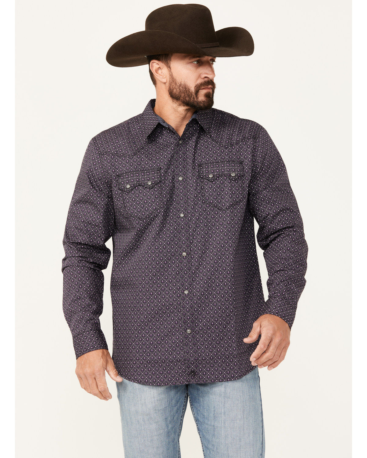 Moonshine Spirit Men's Geo Print Long Sleeve Snap Western Shirt