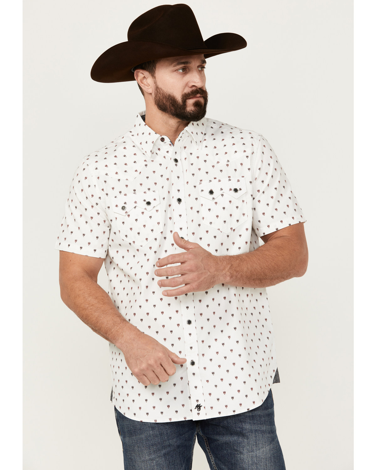 Moonshine Spirit Men's Ace Geo Print Short Sleeve Snap Western Shirt