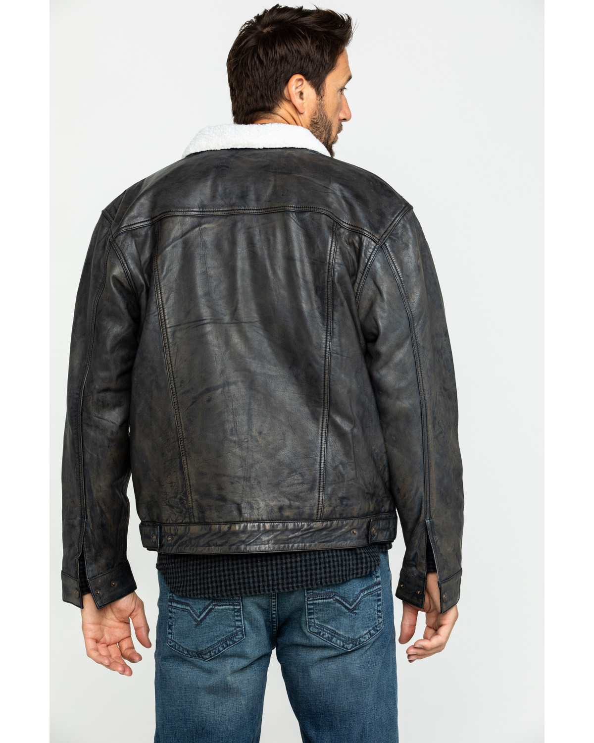 Mens Black Leather Jacket Fur Lined Pictures