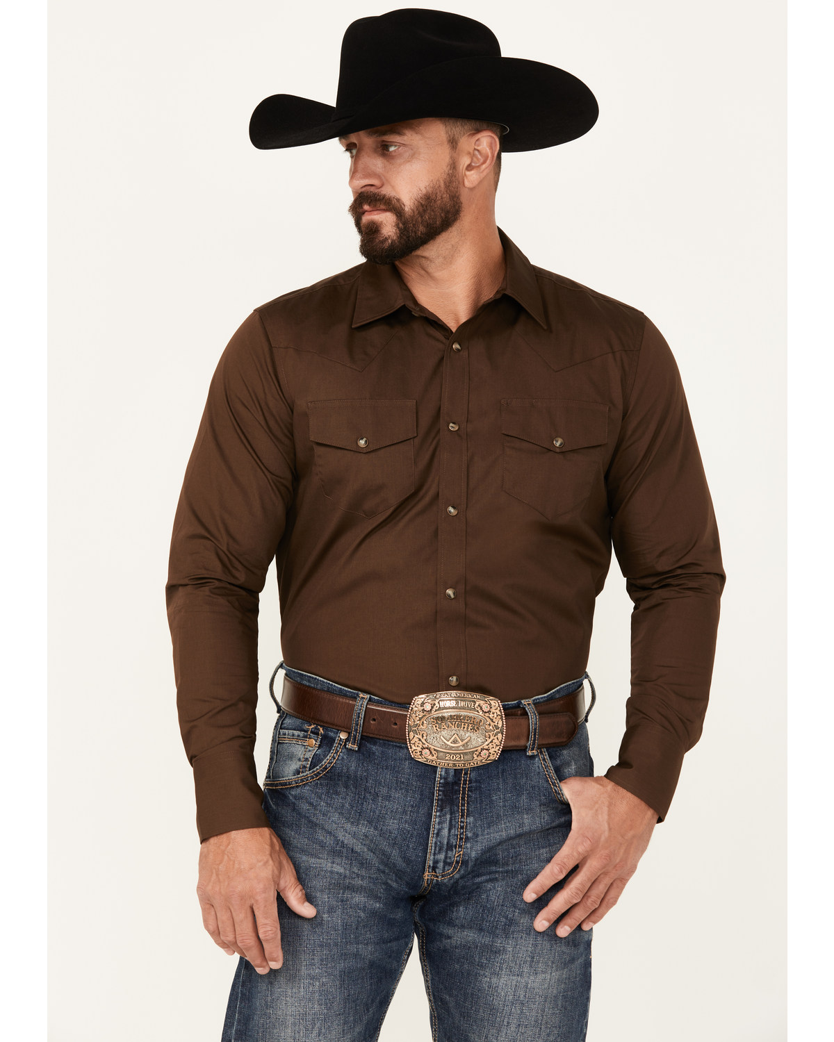 Gibson Trading Co Men's Basic Solid Twill Long Sleeve Snap Western Shirt