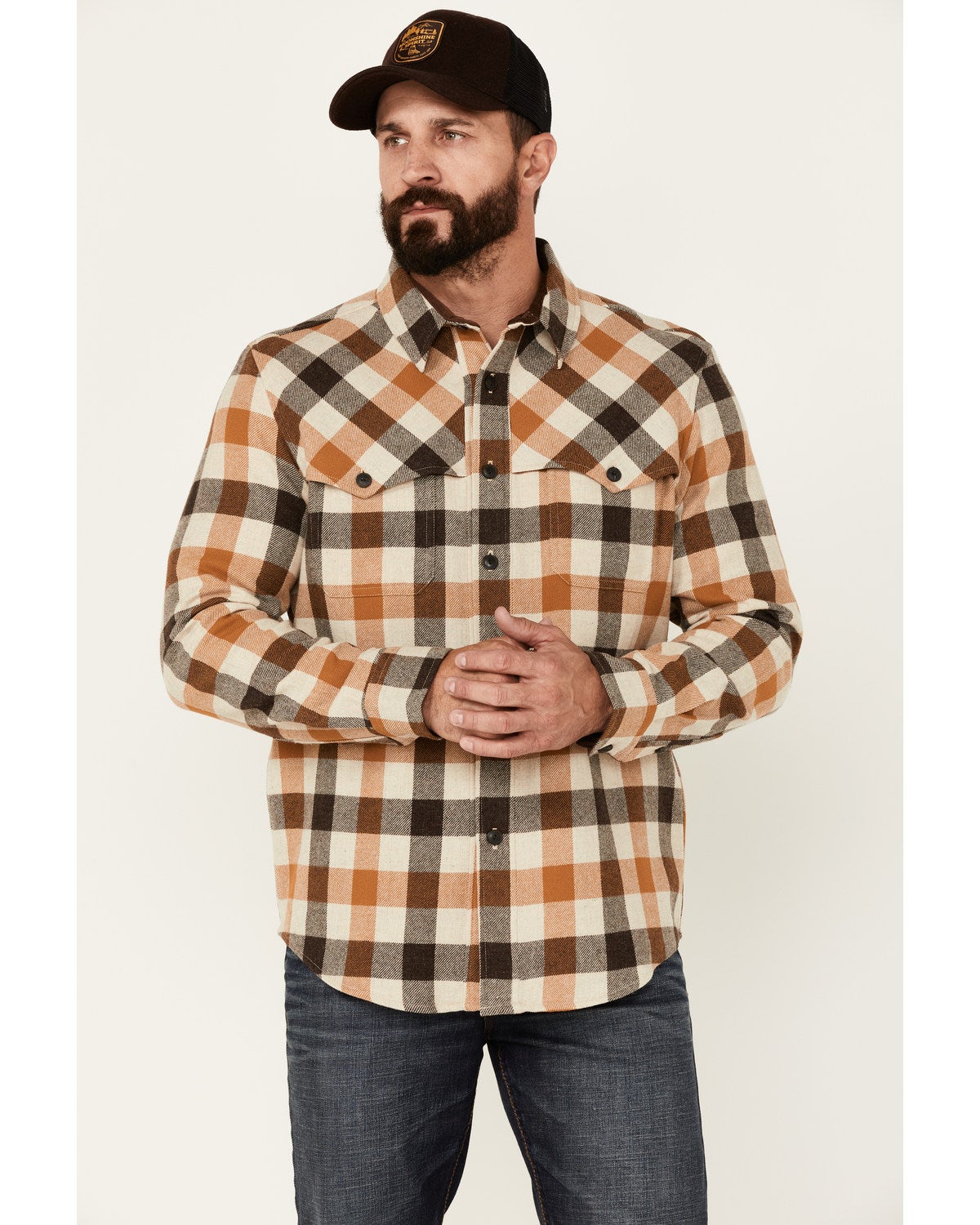 plaid jacket brown