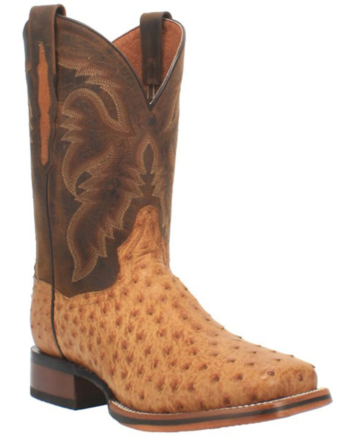 Dan Post Men's Kershaw Exotic Ostrich Skin Western Boots - Broad Square Toe