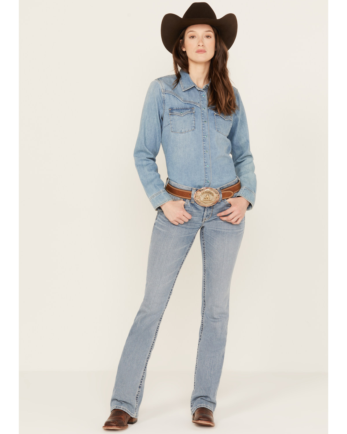 Ariat Women's R.E.A.L. Light Wash Mid Rise Kehlani Stretch Bootcut Jeans