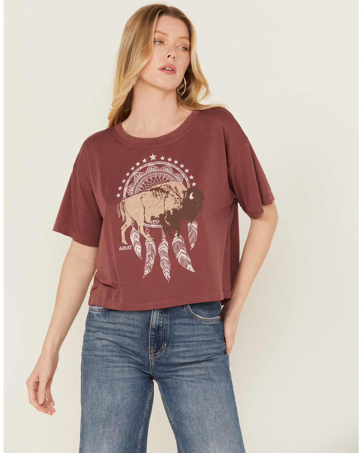 Ariat Women's Buffalo Short Sleeve Cropped Graphic Tee